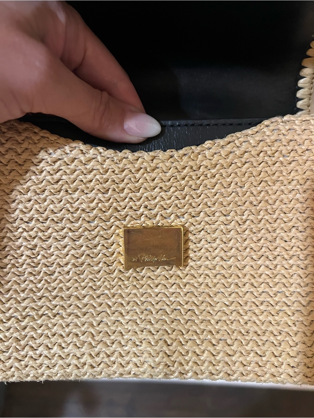 3.1 Phillip Lim ID Flap Raffia Black and Natural Woven Flap Crossbody - Picture 4 of 6